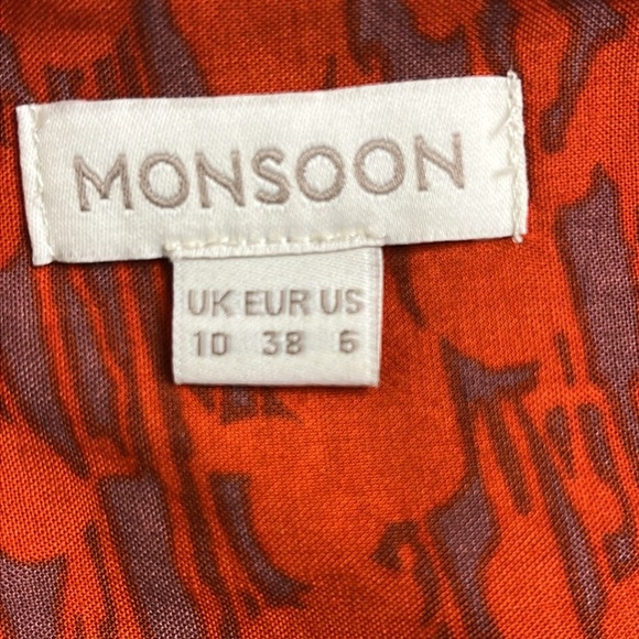 Monsoon Elegant Red and Gray tie waist side pockets Women's Dress - Picture 9 of 13